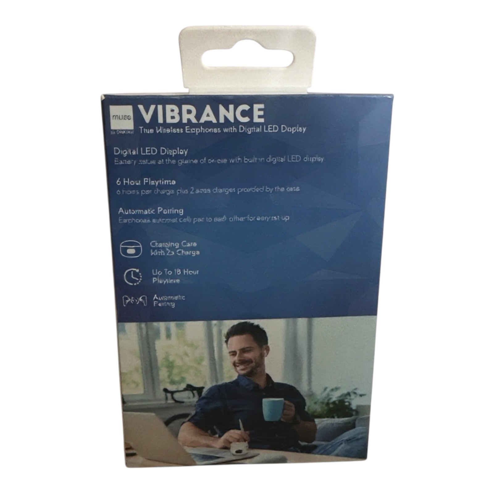 Muze by Vivitar Vibrance True Wireless Earbuds w/ Digital LED Display Case White