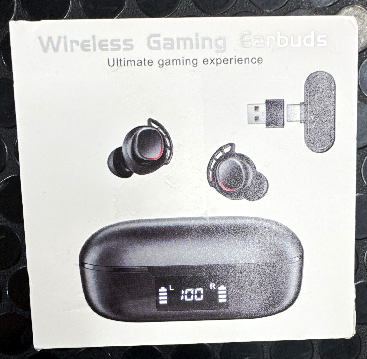 IAMJOY U-Air Bluetooth Wireless In-Ear Gaming Earbuds Black w/ Case USB Dongle