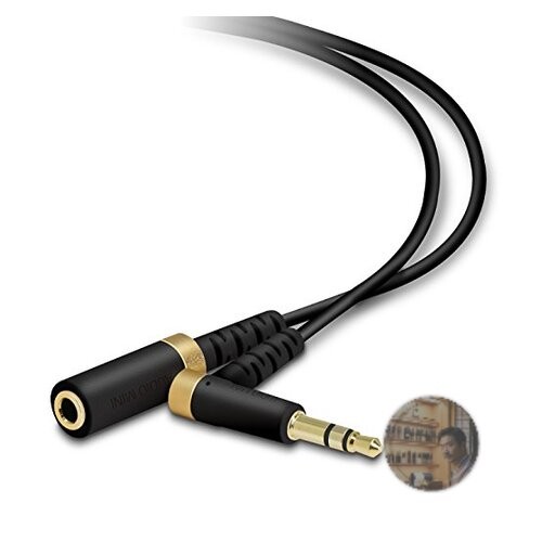 ELECOM 3.5mm Headphone Extension Cable 1m L-Shaped Gold-Plated Black Durable