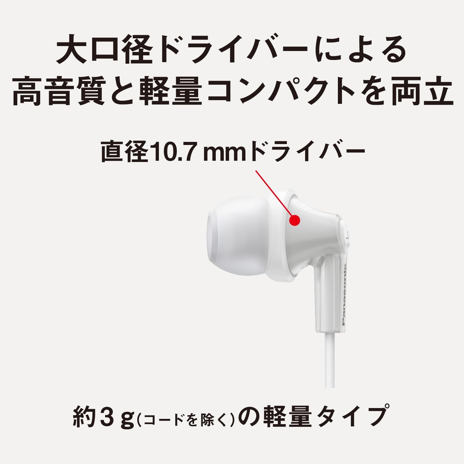 Panasonic Wired In-Ear Earphones with Mic, Type-C, White, RP-HJE150C-W