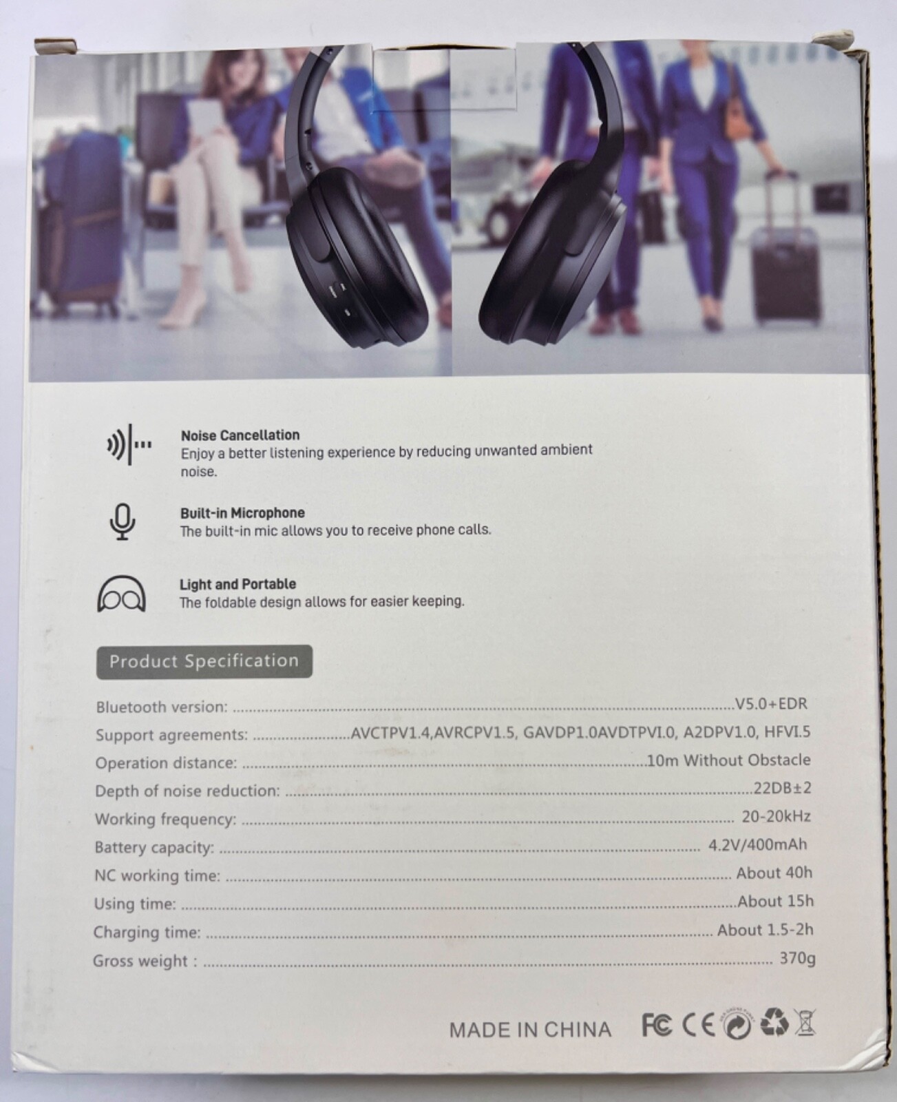 VILINICE Noise Canceling Headphones Wireless Bluetooth Over Ear Microphone Q8