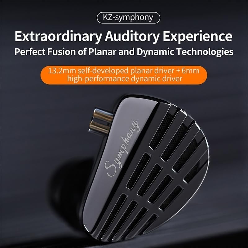 KZ Symphony Hybrid IEM Earbud 13.2mm Self Developed Planar 6mm High Performance