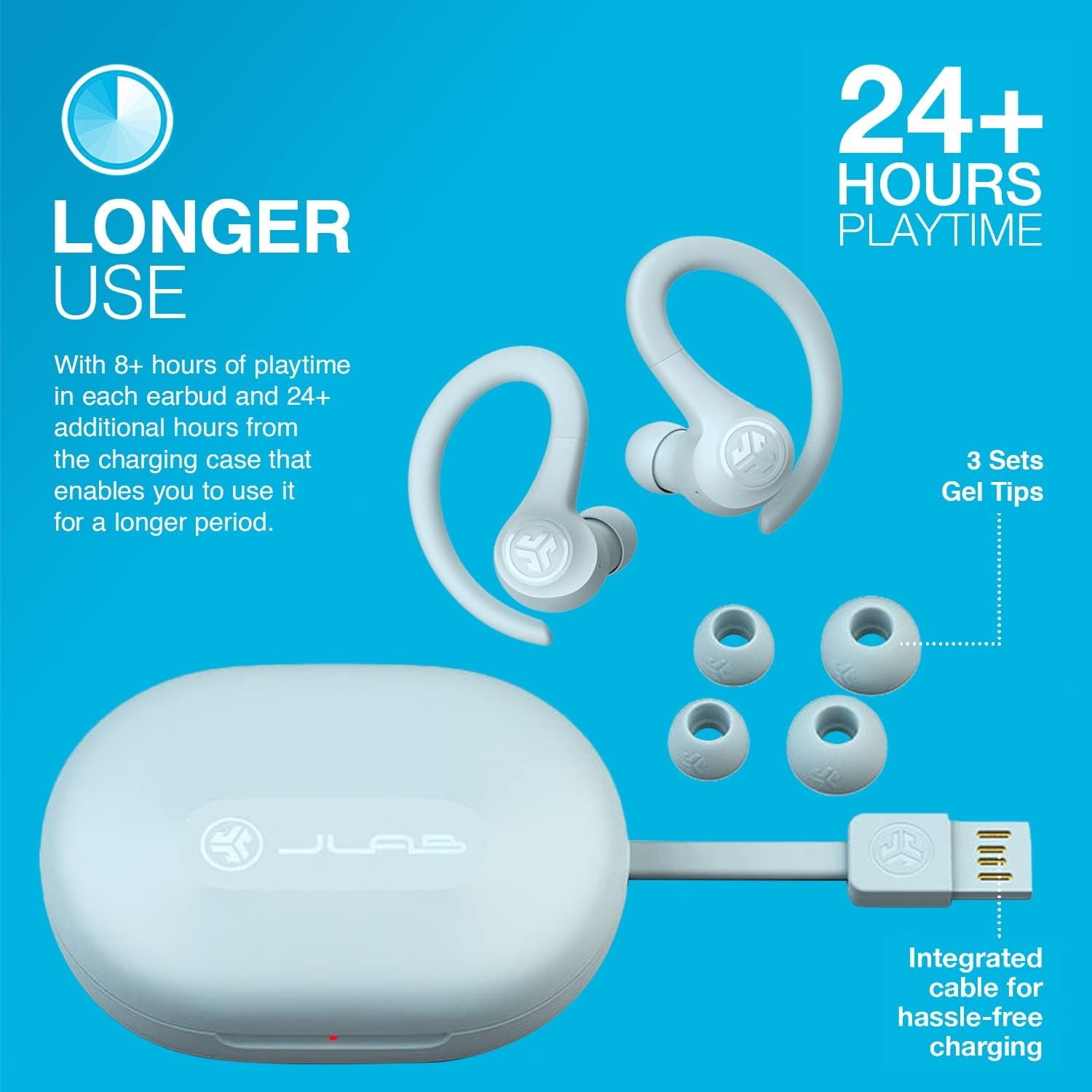 JLab Go Air Sport Bluetooth Earbuds, True Wireless with Charging Case, Teal