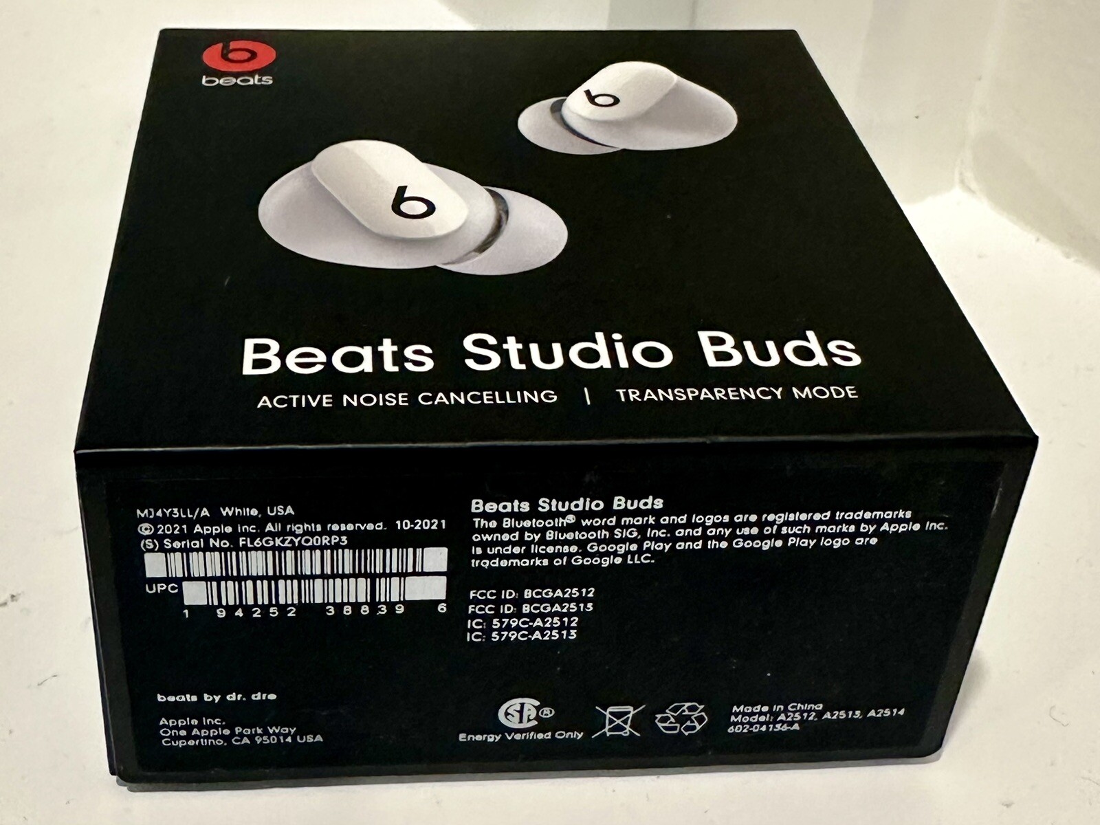 NEW Beats by Dr. Dre Beats Studio Buds Wireless Noise Canceling Earphones White