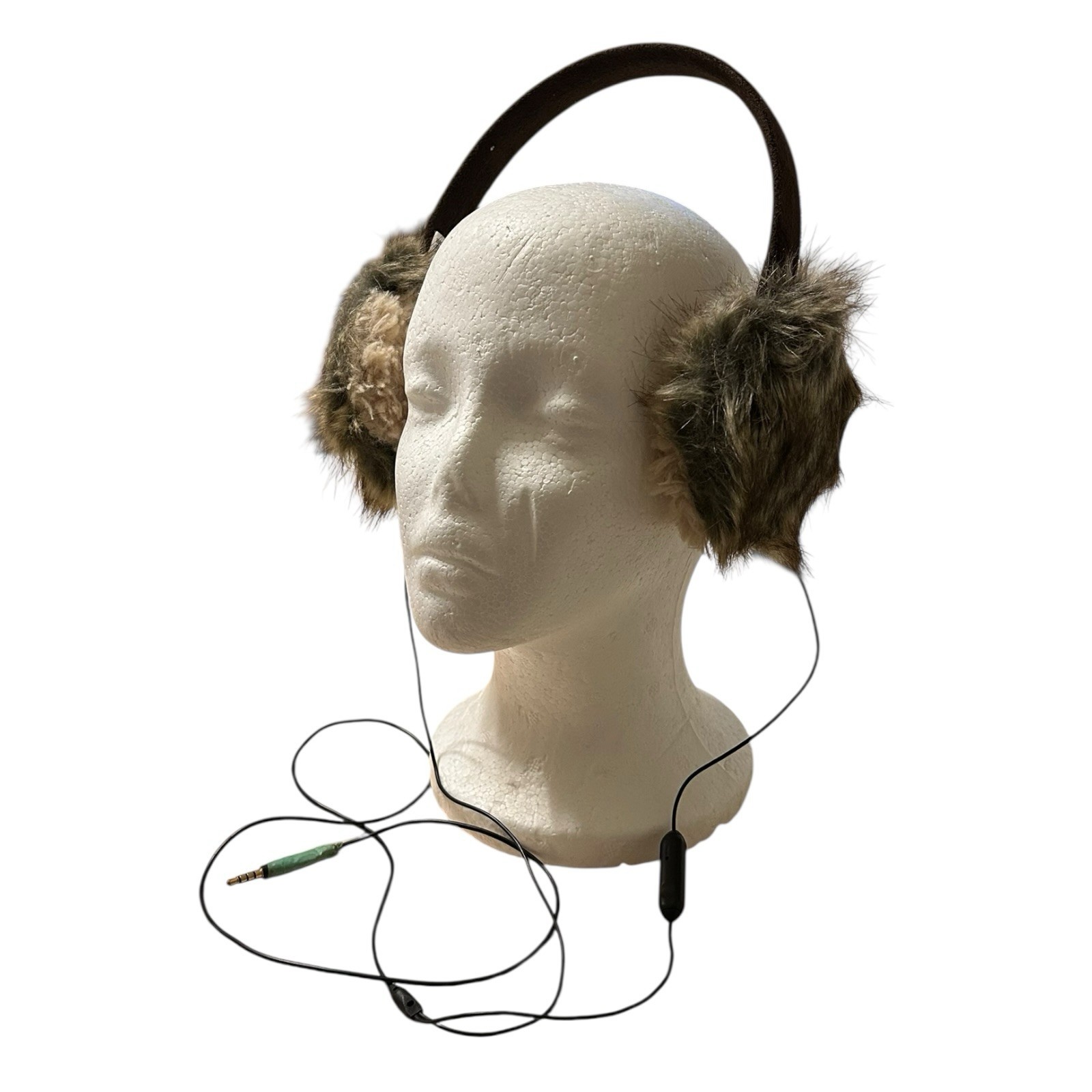 Audio Earmuffs with Built In Headphones Faux Fur Brown Furry Women’s Trendy