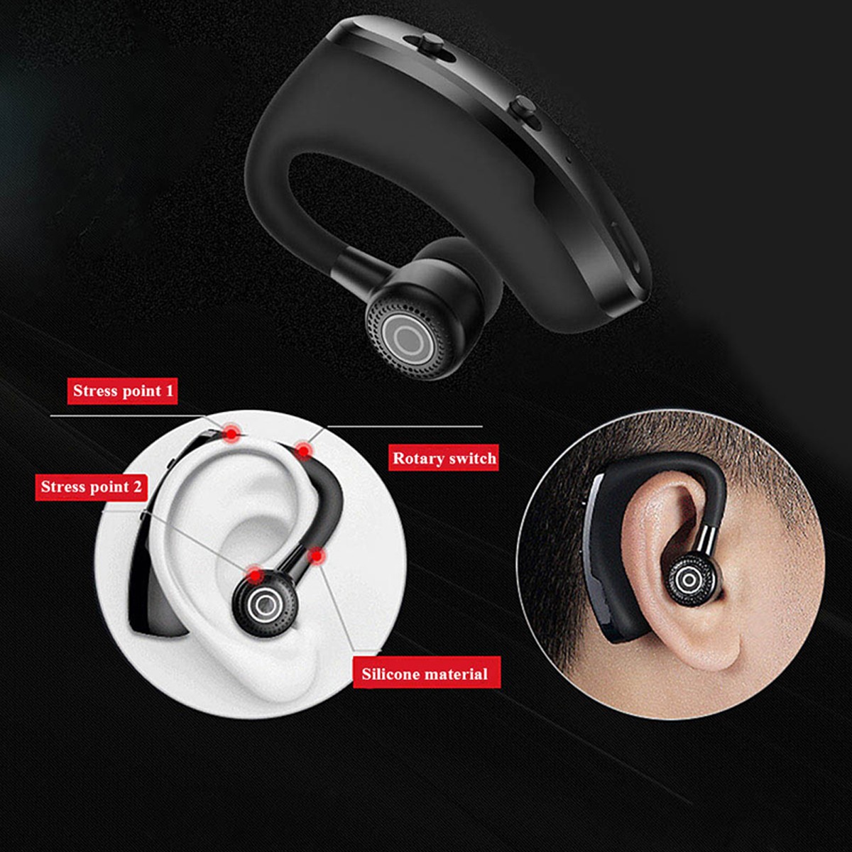 Ultra Long Standby 2800Hrs Bluetooth 5.2 Headset Hands-Free Calling Voice Prompt
