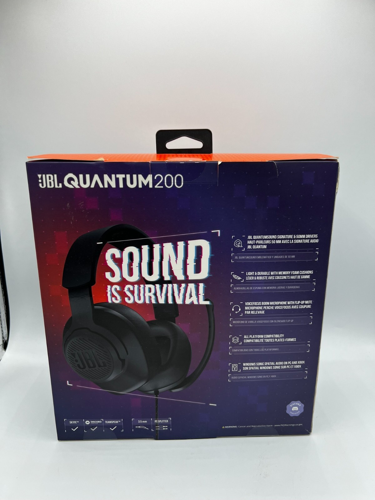 JBL Quantum 200 Gaming Headset, PC, PS5, PS4, Xbox Switch, Gaming Headphone, Mic