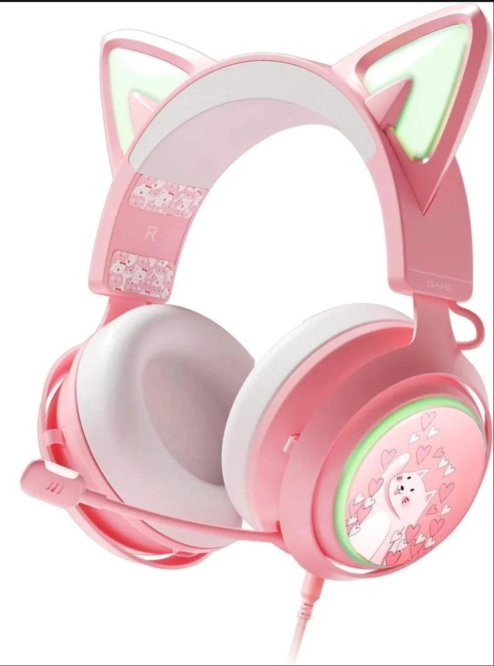 Somic Luminous Cat Ear Gaming Headset with Retractable Mic Pink Open Box