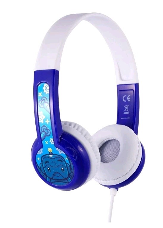 BuddyPhones DiscoverFun Wired Kids Headphones – Blue, Safe Audio, 3.5mm – NEW