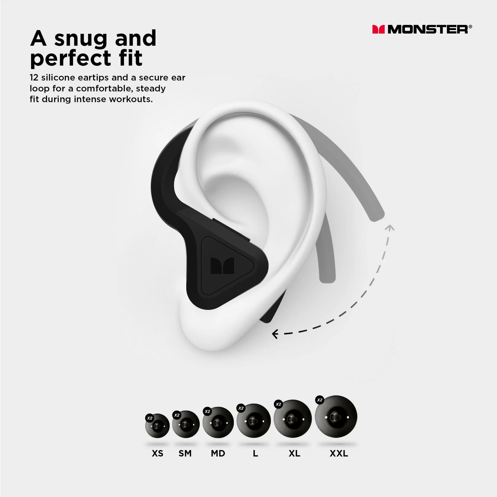 Monster 2MNTW0395B0L2 DNA Fit 2.0 Wireless Bluetooth Earbuds – Noise Cancelling