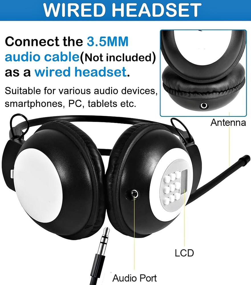 FM RADIO HEADPHONES DIGITAL DISPLAY FOLDABLE ADJUSTABLE EARMUFFS STEREO HEADSET
