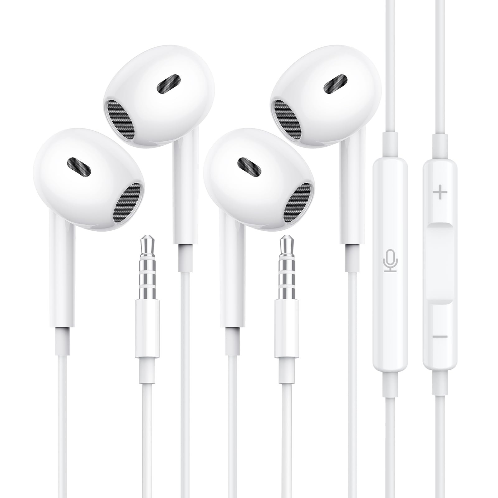 Wired Earbuds, [Clear Calls & No Noise] 3.5mm Headphones with White