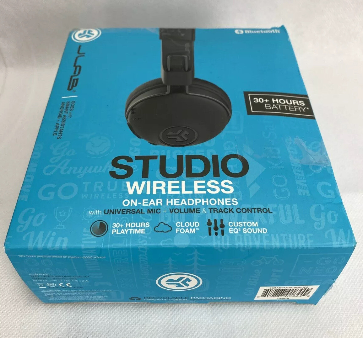 JLab Studio Wireless On-Ear Headphones Black 30+ Hours Battery New Open Box