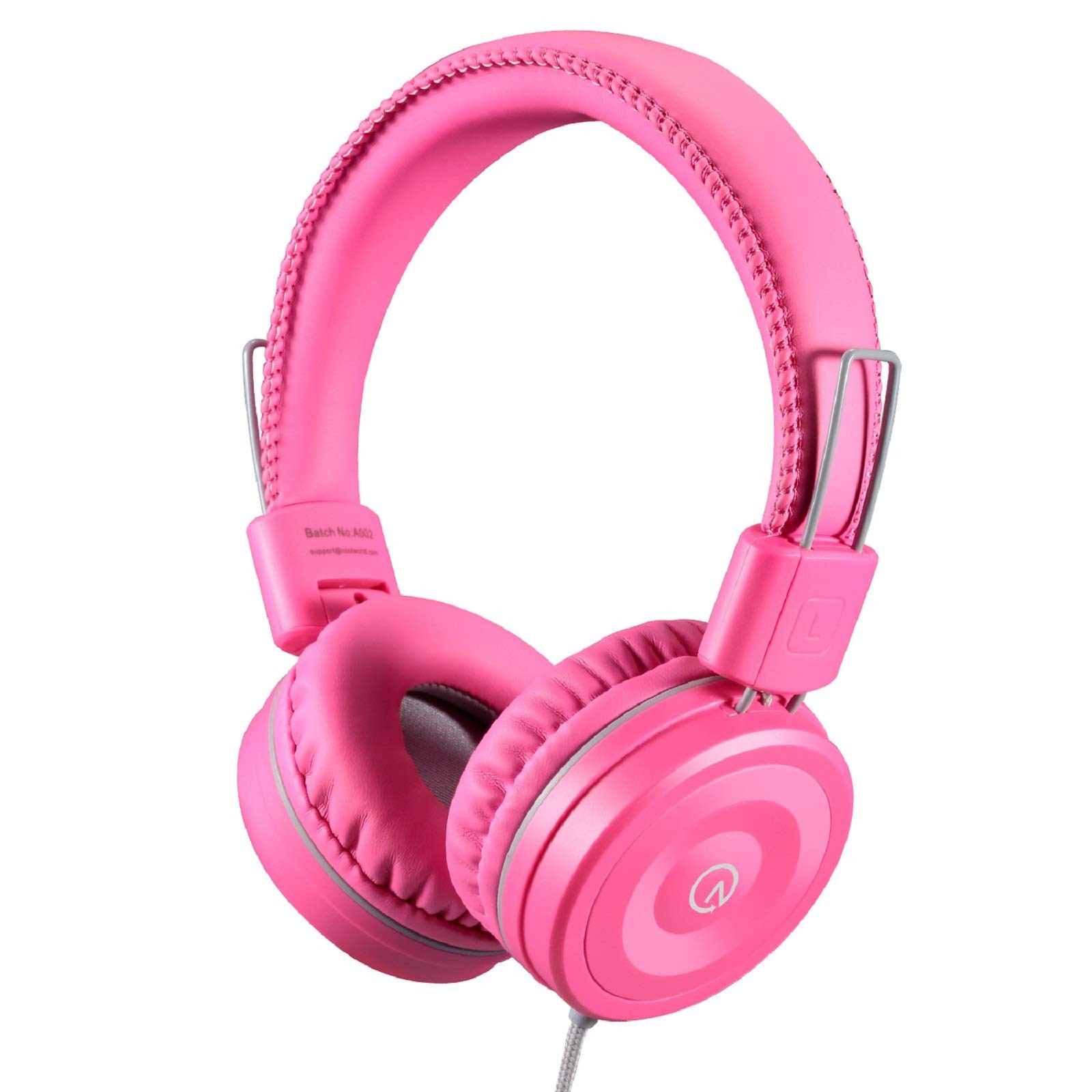 K22 Kids Headphones Wired 3.5mm Jack, Foldable, Flamingo Pink