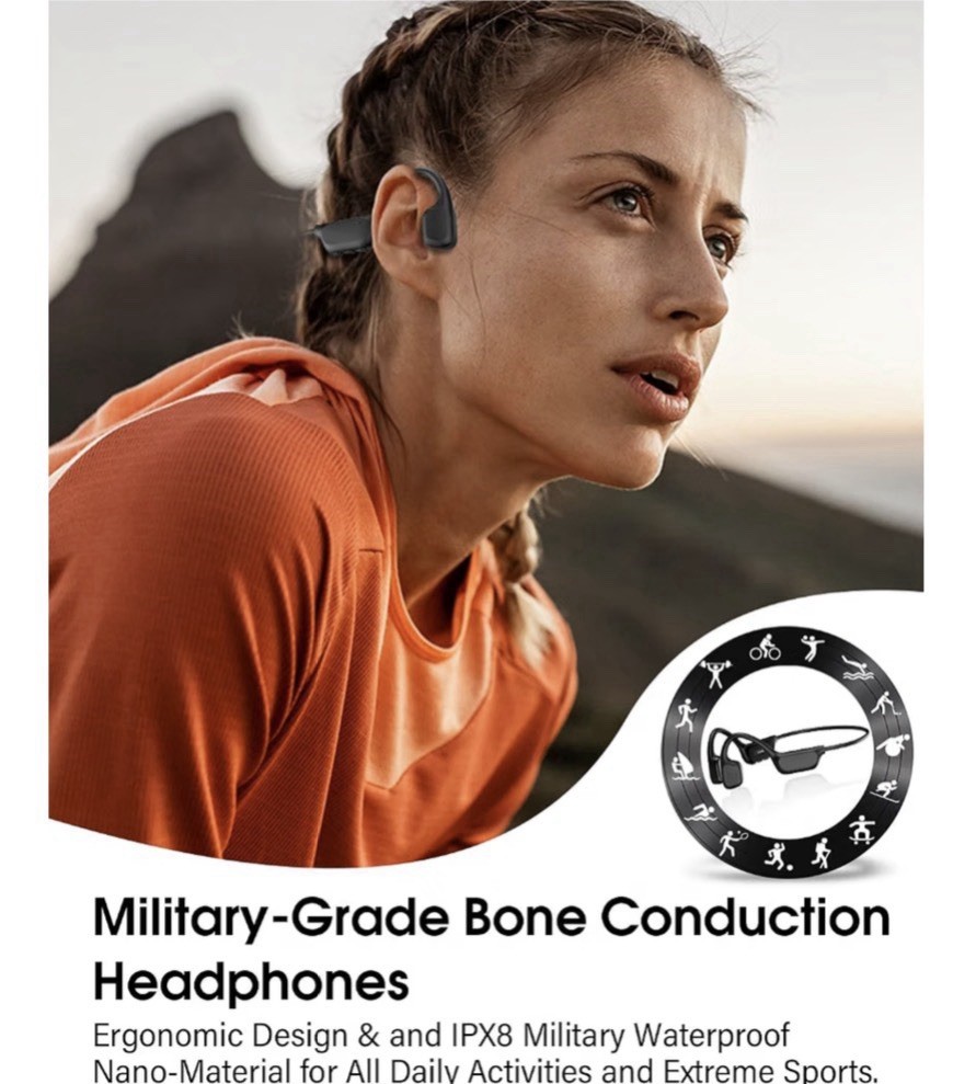 Bone Conduction Headphones, IPX8 Waterproof Swimming Headphones, 8GB Memory NEW!