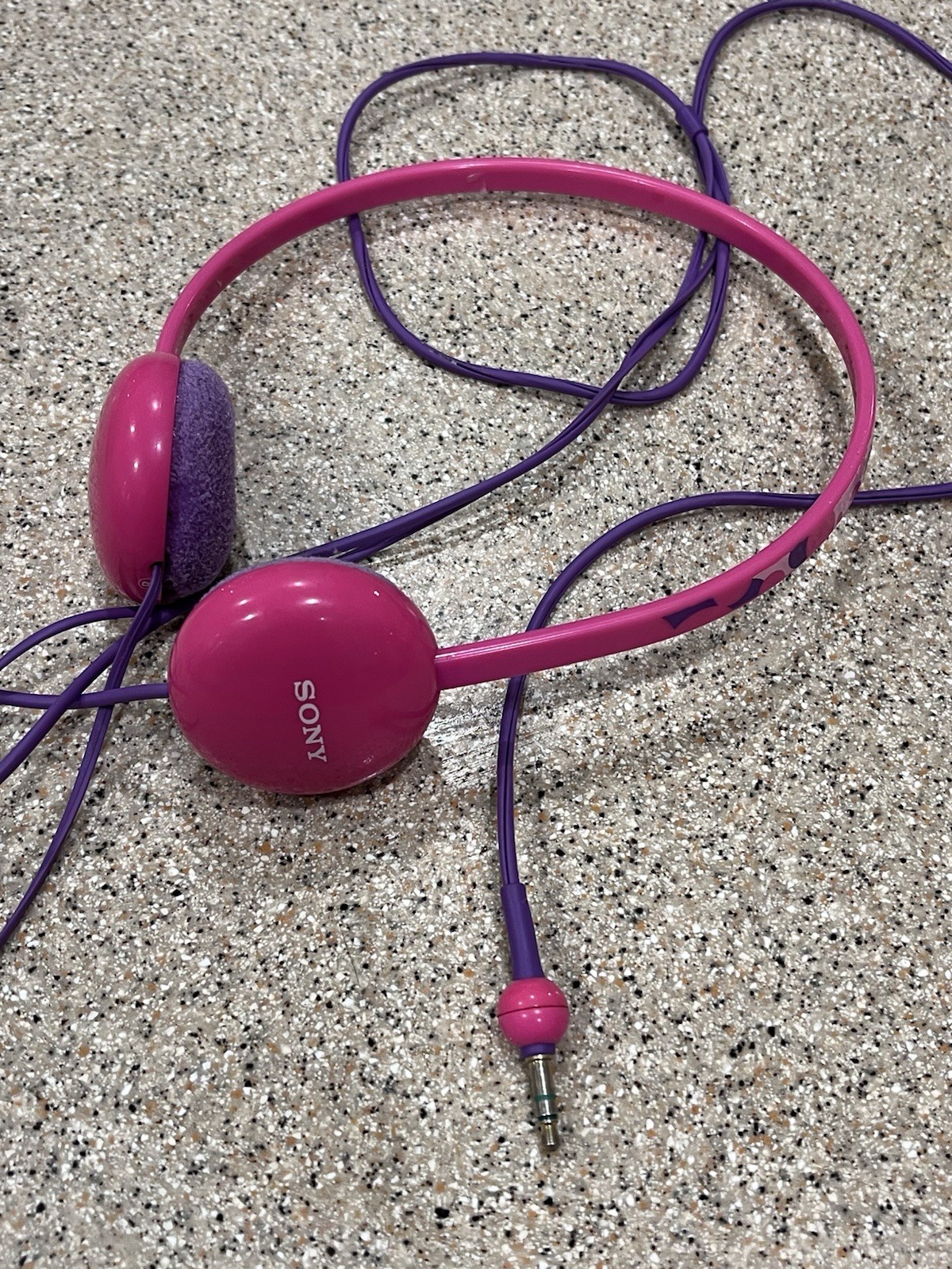 Vintage Sony Headphones Walkman Style Pink And Purple Over The Ear Foam