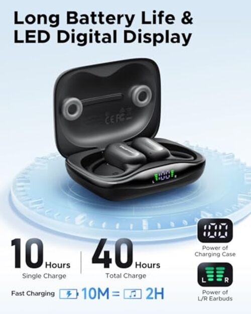 DS1 Open-Ear Headphones – Bluetooth 6.0 Wireless Earbuds with Ear Hooks