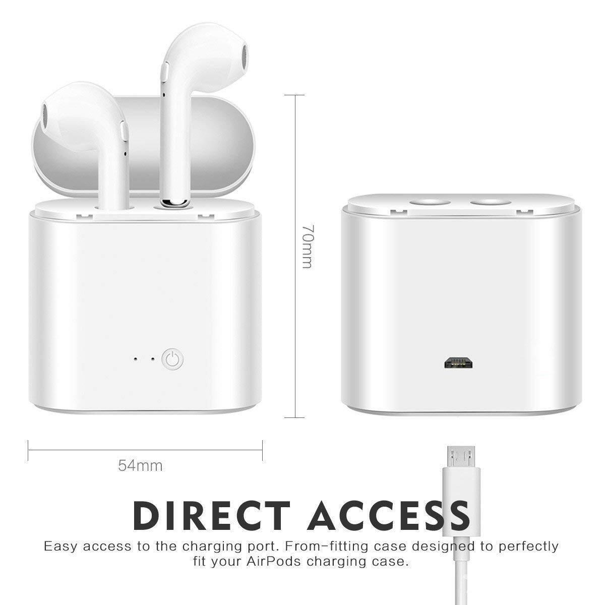 New Bluetooth 4.2 True Wireless White Sports Earbuds with Charging Case