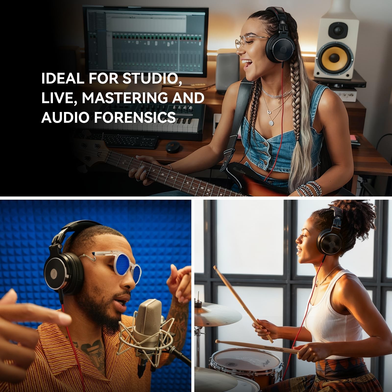 Hi-Res Over Ear Headphones for Studio Monitoring and Mixing, Sound Isolation, Pr