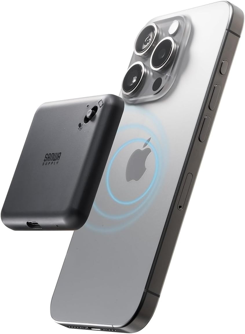 Sanwa Direct 400-SCNICR3BK Call Recording Voice Recorder MagSafe iPhone Android