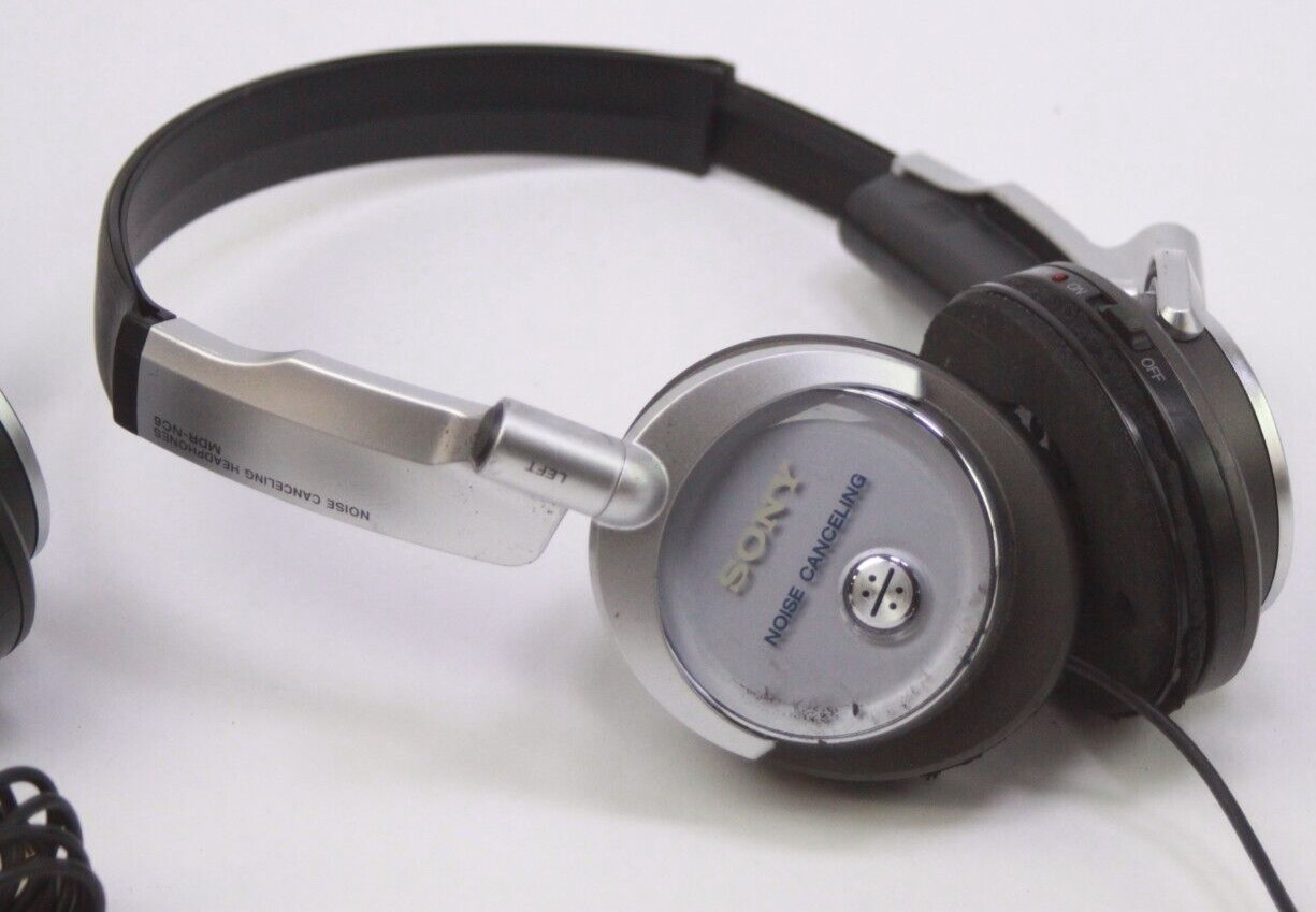 2X Sony Model MDR-NC6 Headband Headphones Silver Tested – Working No Ear Pads