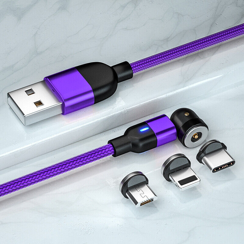 180°+360° Rotate Magnetic Charger Cable Phone Fast Charging Type C Micro USB IOS