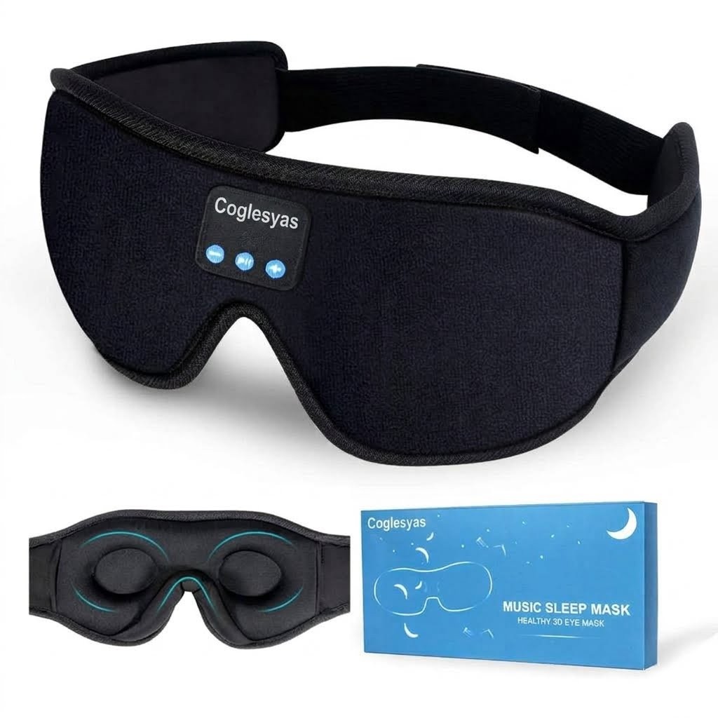 Bluetooth 5.0 Wireless 3D Eye Mask With Adjustable Stereo Speakers Microphone