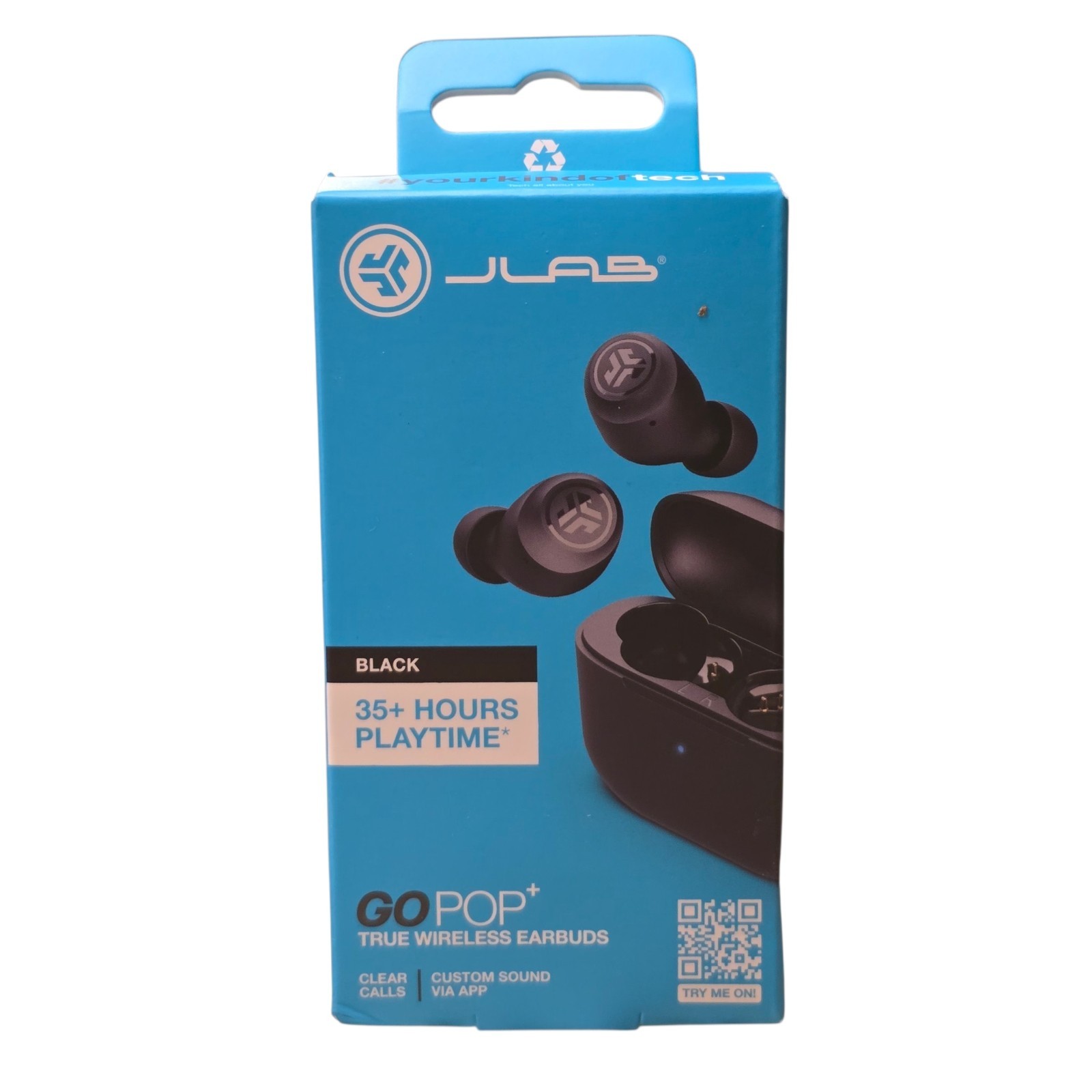JLab GO POP+ True Wireless Bluetooth Earbuds Black EBGAIRPOPRBLK124 New Sealed