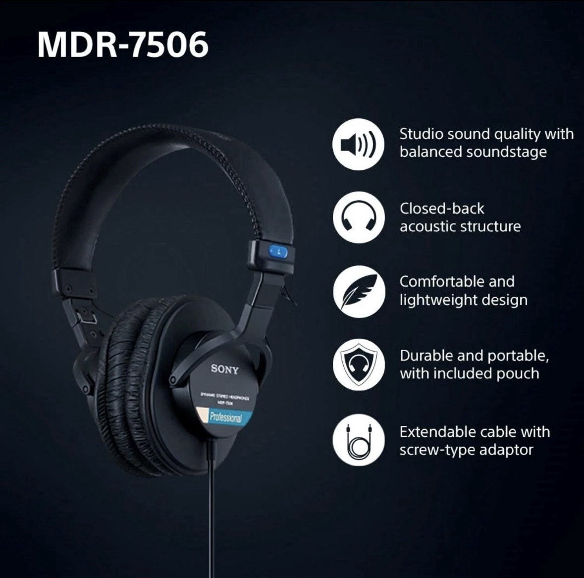 MDR7506 Professional Large Diaphragm Headphone
