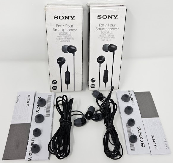 Sony MDR-EX14AP In-Ear Wired Headphones w/ Mic 3.5mm Earbuds Open Box- 2 PACK –