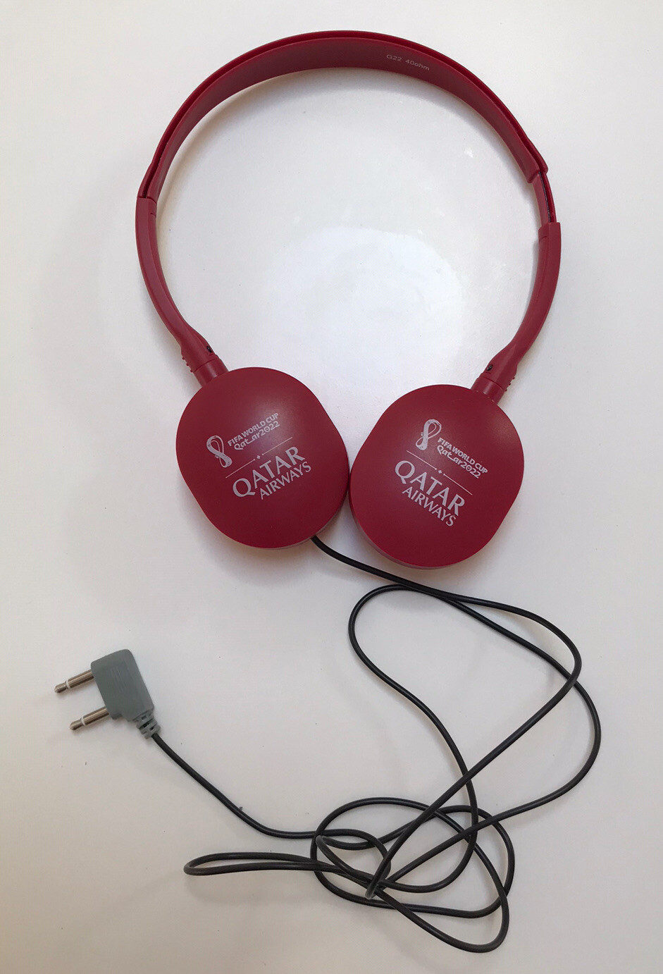 Qatar Airlines FIFA World Cup 2022 headphones earphones On Airplane Used/RARE