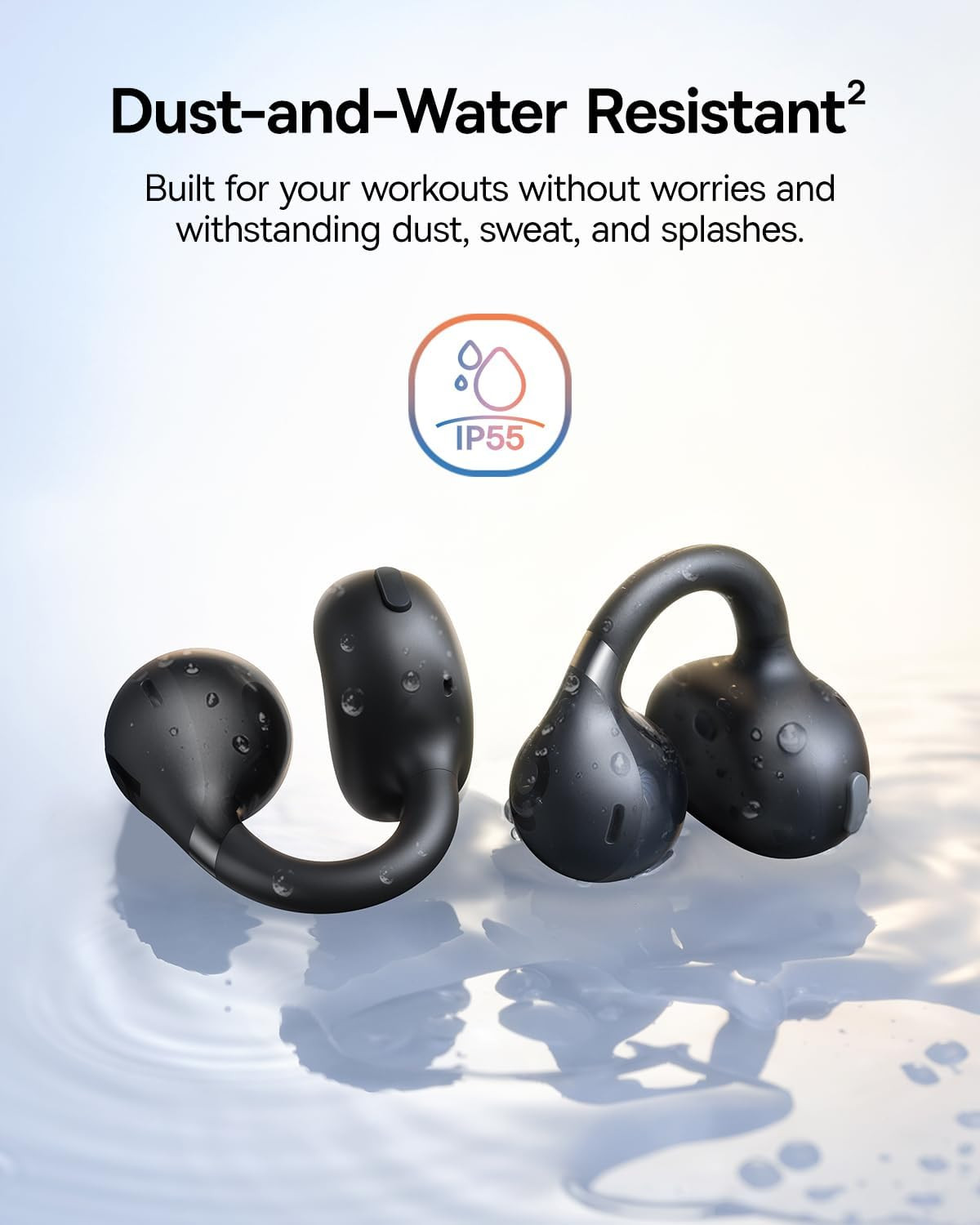 Bass BC1 Open Ear Earbuds Clip-On Headphones, Open-Ring Comfort with Tri-Curve S