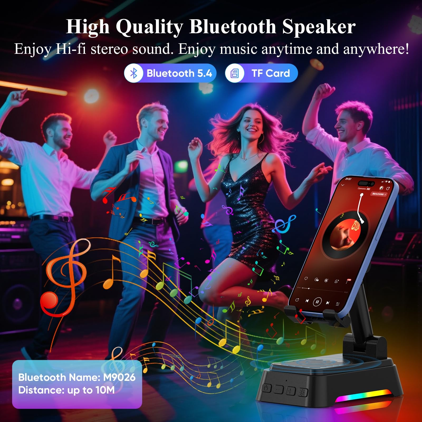 AUYLE Gifts for Men Women, Cell Phone Stand with Bluetooth Speaker and Black