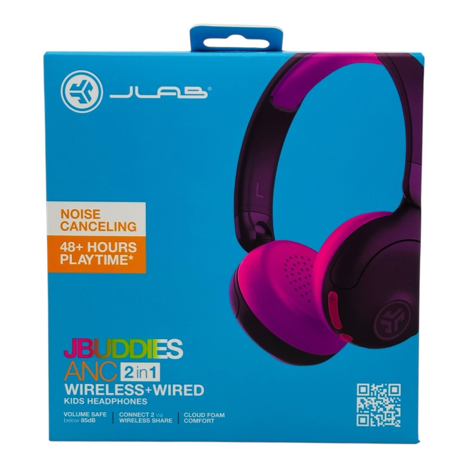 JLab JBuddies ANC 2 in 1 Wireless + Wired Kids Headphones Purple Pink Sealed Box