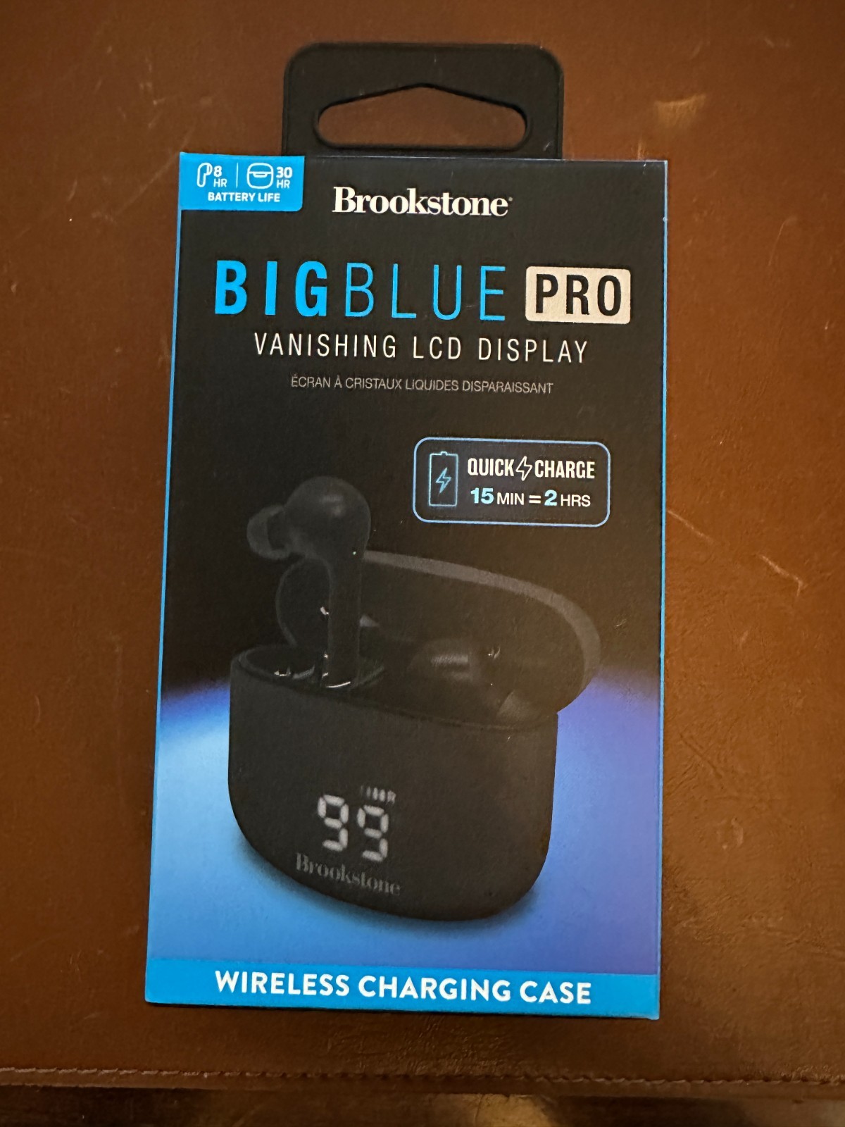 Brookstone BigBlue Pro Bluetooth In-Ear Earbuds with Charging Case Vanishing LCD