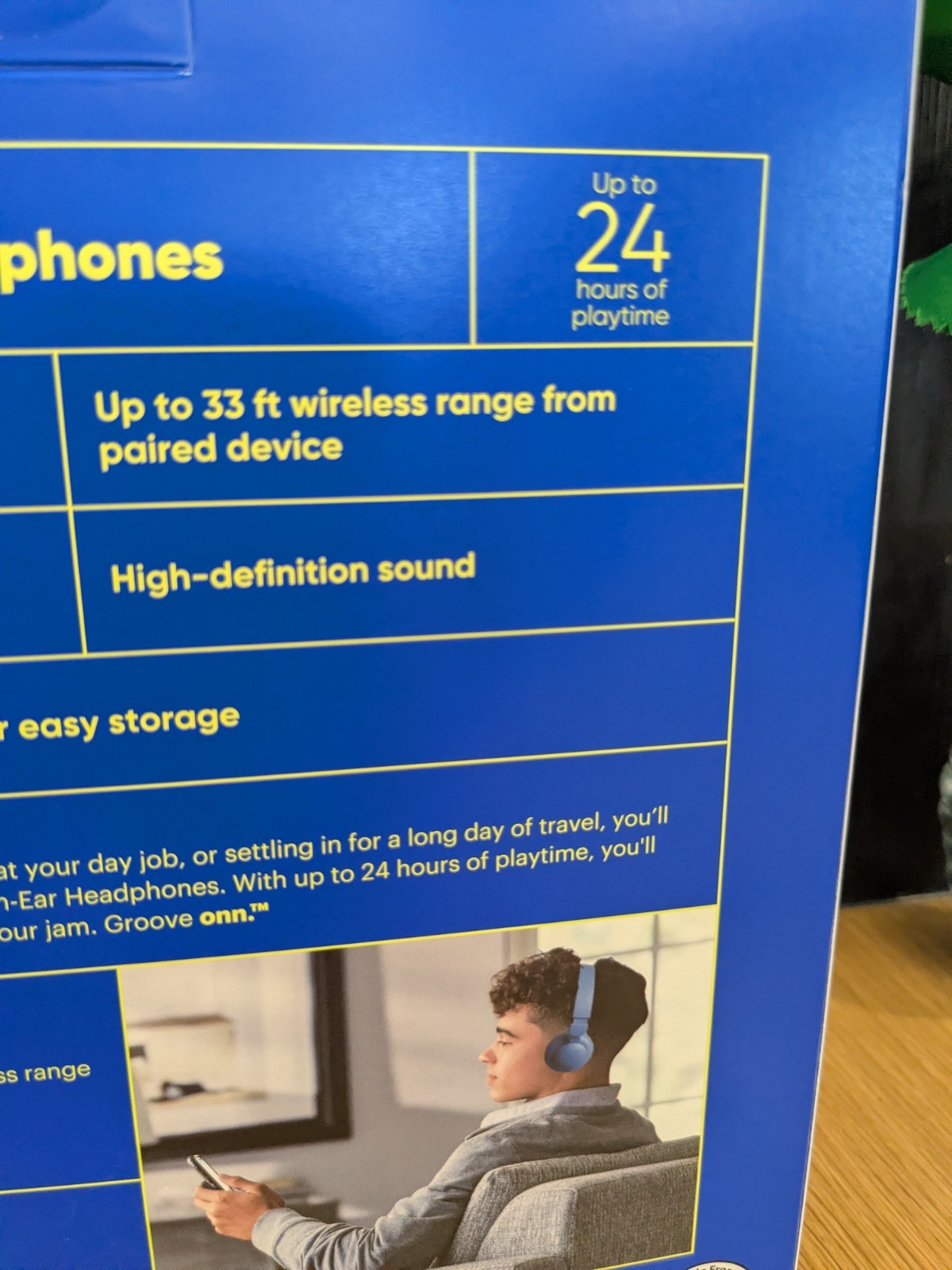 Groove ONN Over Ear Noise Canceling Wireless Bluetooth Headphones Blue – New