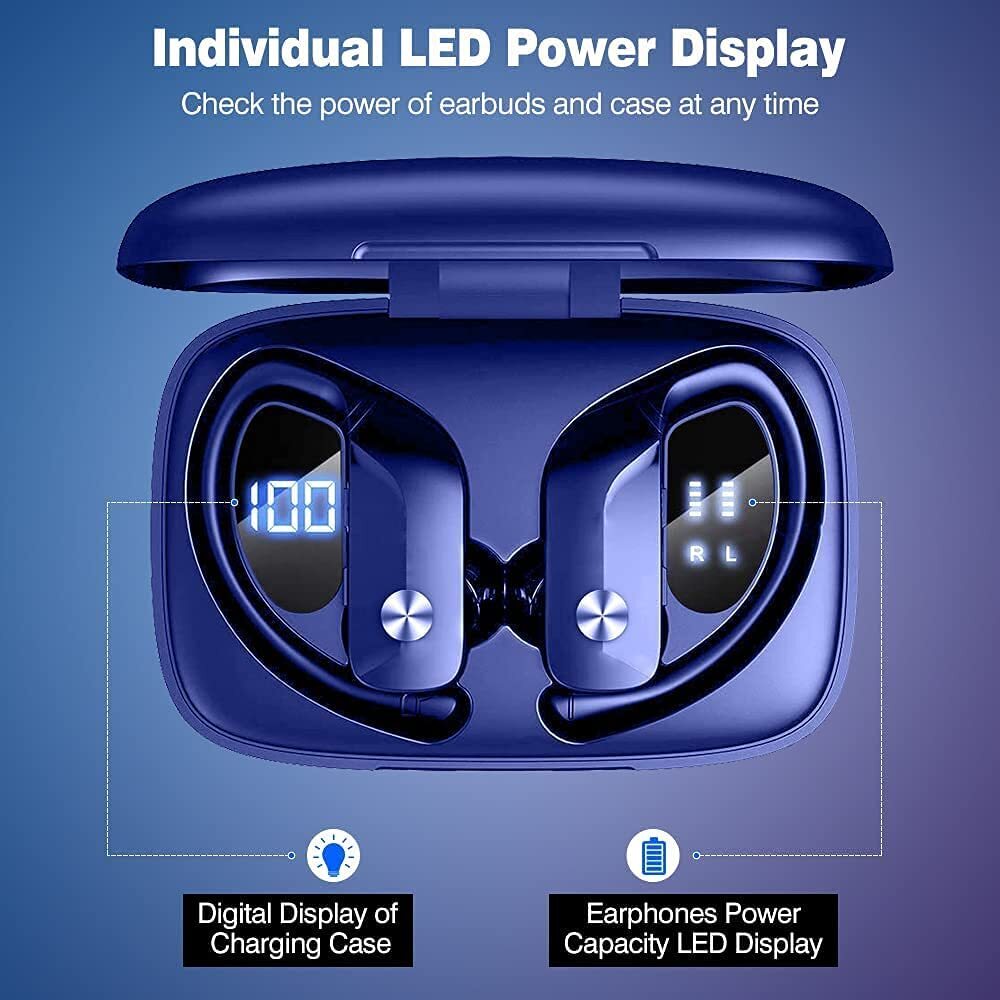 Bluetooth 5.0 Wireless Earbuds Mic Earphone Ear-hook Sport Waterproof Headphones