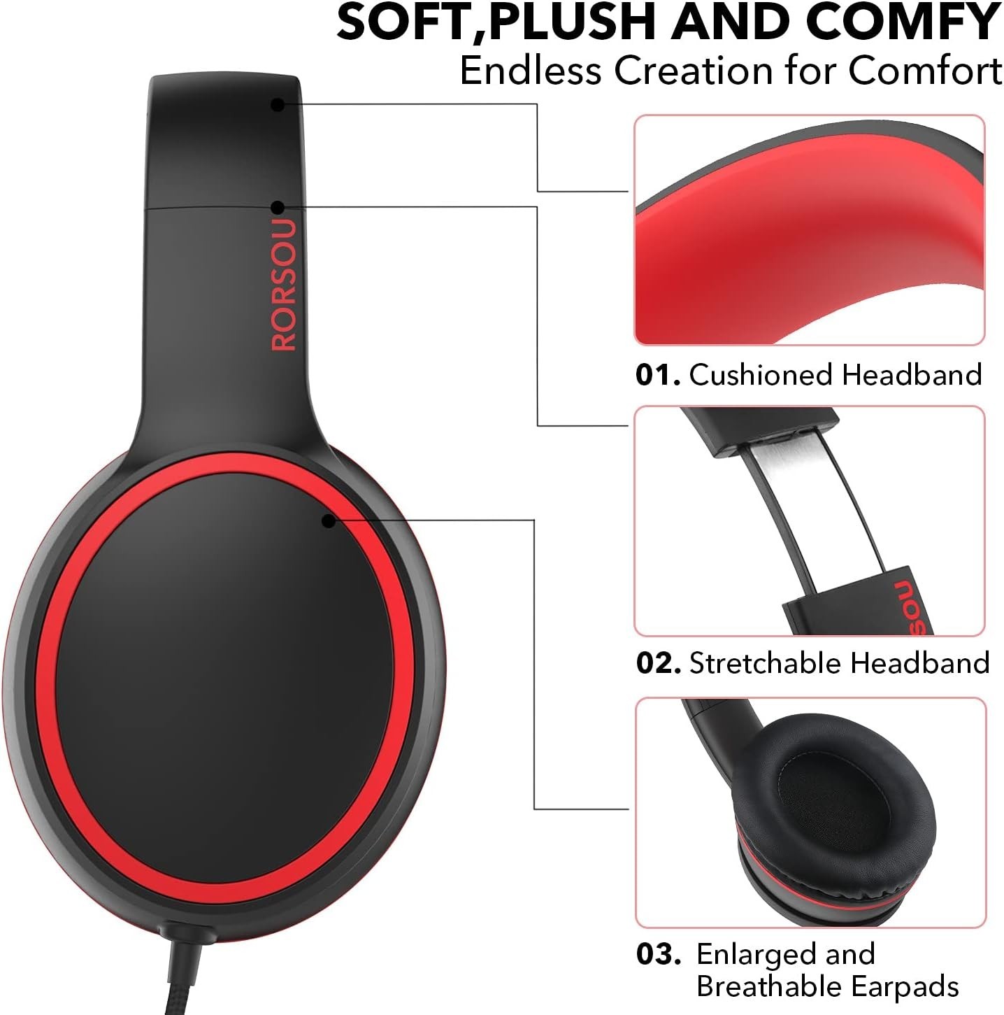 R10 Over-Ear Child & Adult Headphones: Lightweight, Folding, Hi-Fi Stereo Sound