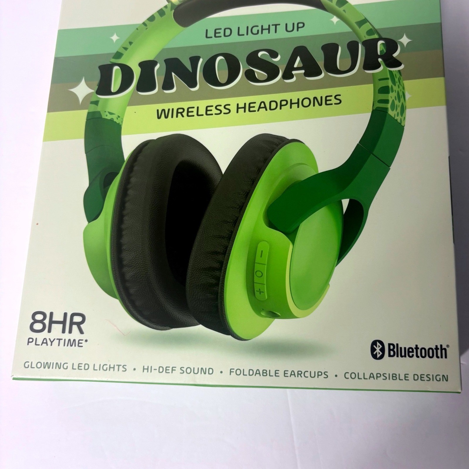 Art+Sound LED Light Up Dinosaur Wireless Headphones Green Bluetooth ASWH15DS-TGT