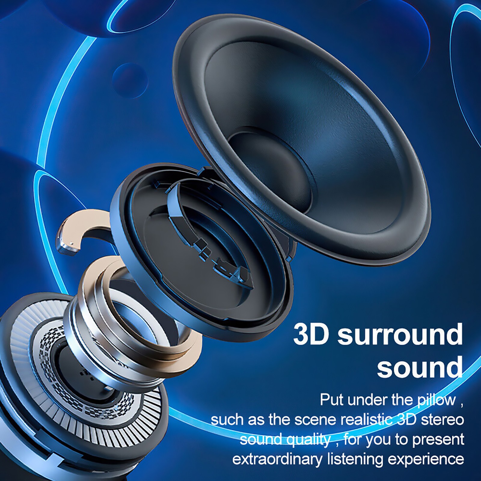 5.3 Rechargeable Bone Conduction Speaker Sleep Sound Bar Bluetooth Under Pillow