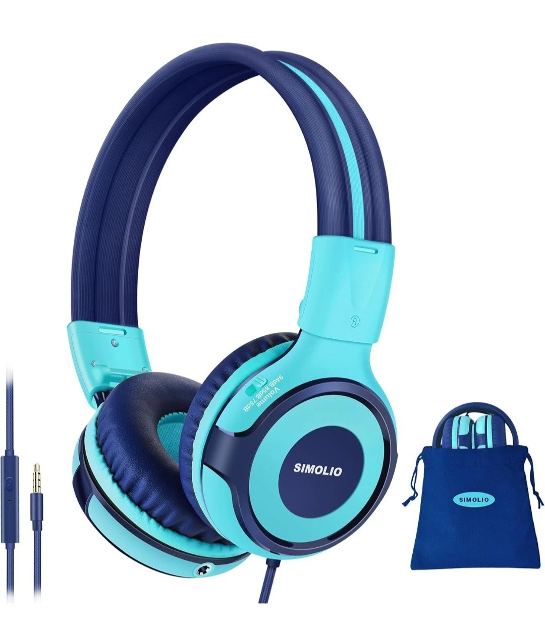 SIMOLIO Kids Headphones for School Travel Bright Mint BRAND NEW SMOKE FREE HOME