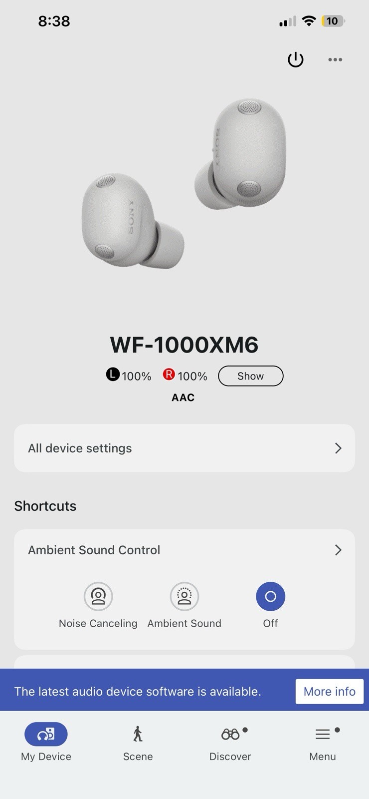 Sony WF-1000XM6 Bluetooth True Wireless In-Ear Earbuds, ANC, Silver