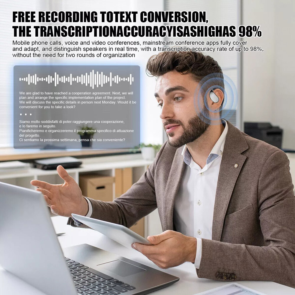 3in1 Smart Voice Translation Earbuds 150+ Languages Real Time Translator Headset