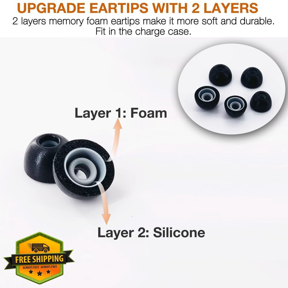 TENNMAK Memory Foam Eartips Skullcandy Method 360 Loop Switch