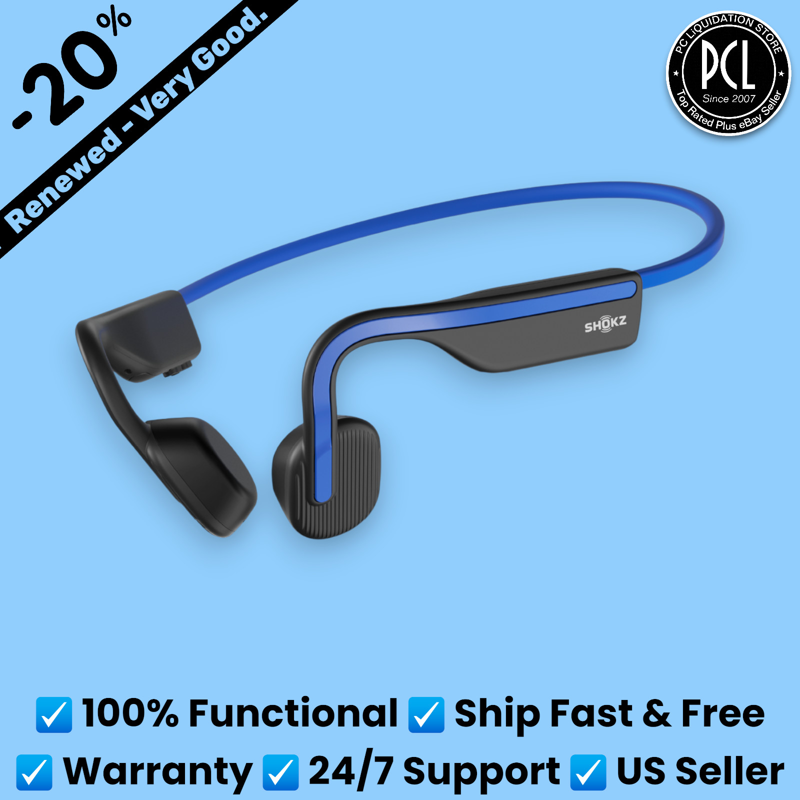 ✅ Shokz OpenMove Bone Conduction Wireless Headphones IP55 Bluetooth Blue ✅