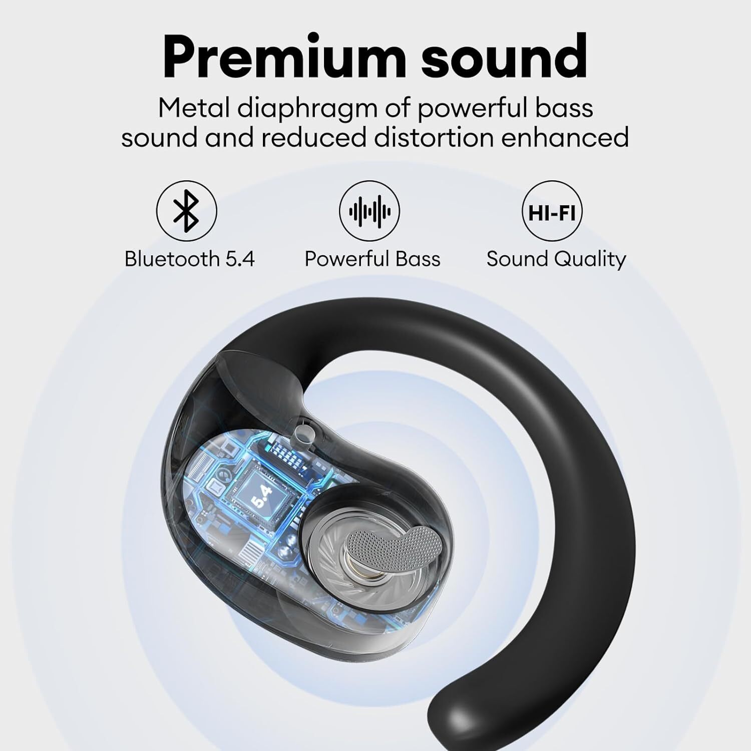 OWS Bluetooth 5.4 Open Earphones Sport Wireless Headphones Ball Ear Hook Headset