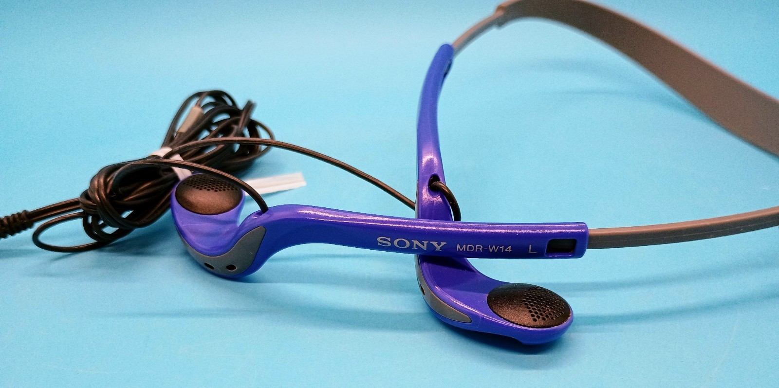 Vintage Sony MDR-W14 Blue Purple Indigo Headphones for Walkman Tested Working