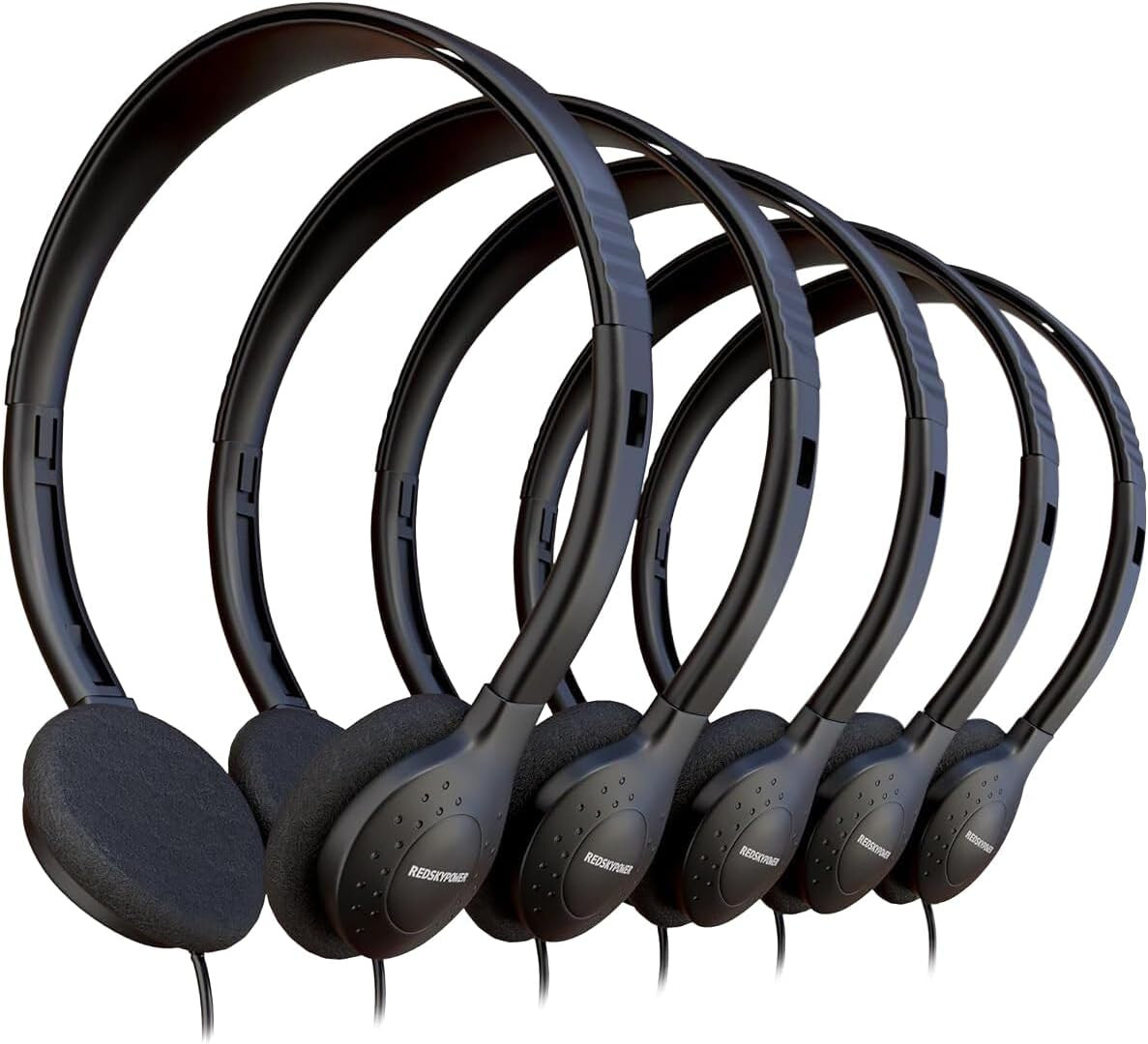 5 Pack Bulk Wired Headphones, on Ear with 3.5Mm Jack, 4Ft Tangle Free Cable