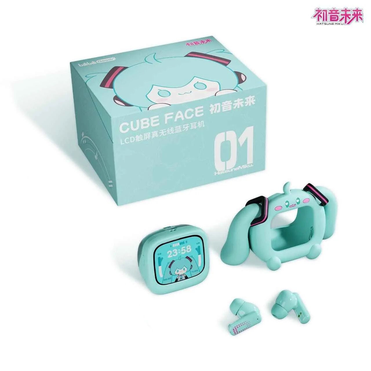 Anime Miku LCD Bluetooth Headphones Touch Screen iPhone Android Hatsune Earbuds