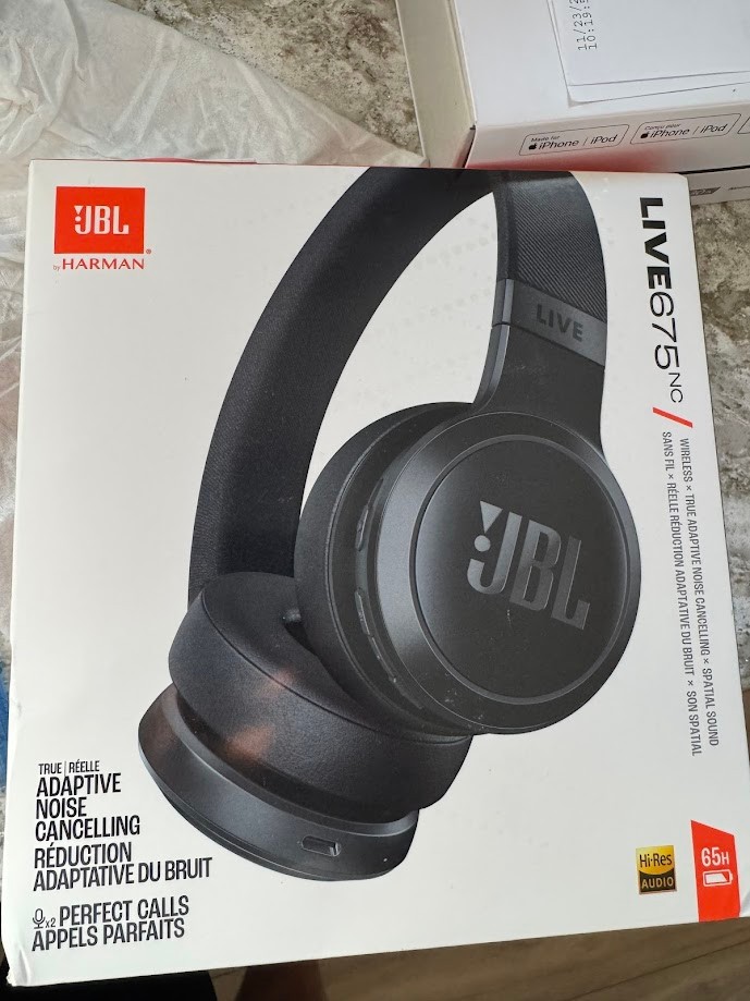 JBL by Harman Live 675NC Wireless True Adaptive Noise Cancelling Headphones- NOB